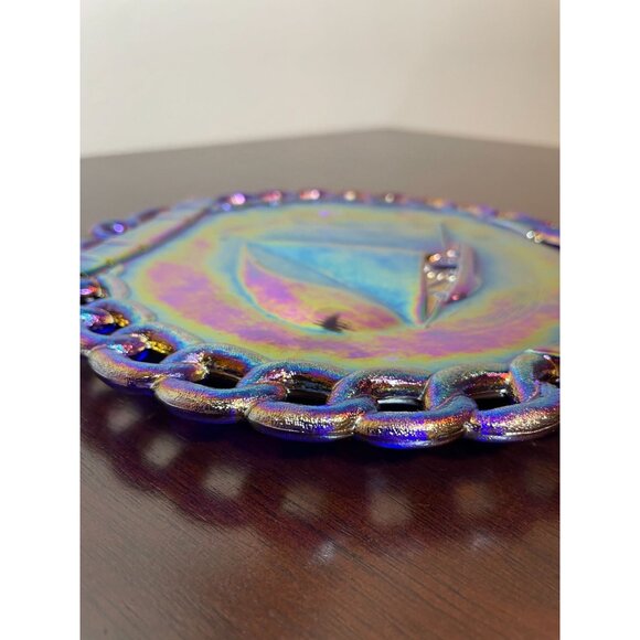 Vintage Westmoreland Cobalt Carnival Glass Sailboat and Anchor Plate - 8" - Picture 5 of 6